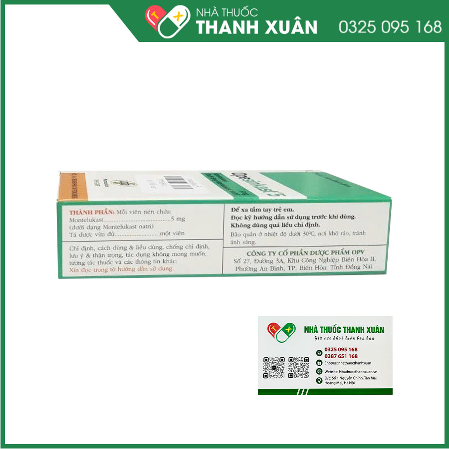 Thuốc Opesinkast 5mg dự phòng và điều trị hen phế quản mãn tính và viêm mũi dị ứng theo mùa